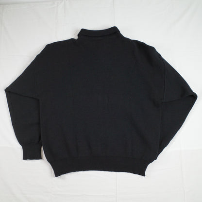 Vintage Coogi 80's Black Wool Cuggi Quarter Button Sweater Black Mens Medium