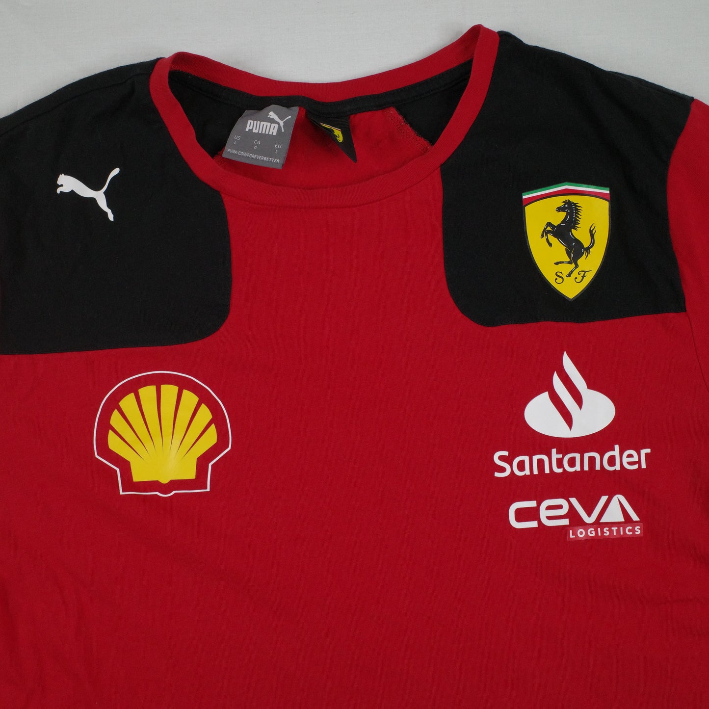PUMA Scuderia Ferrari Drivers Logo Crew Neck Short Sleeve T-Shirt Mens Small