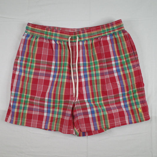 Polo Ralph Lauren Mens Swim Trunks XL Board Shorts Plaid Mesh Lined Vintage