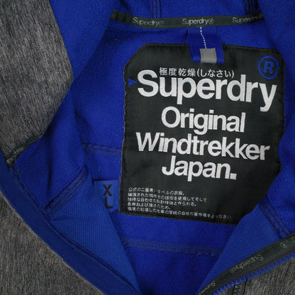 Superdry Jacket Windtrekker Grey Blue Fleece Lined Mens XL
