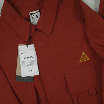 Nike ACG Dri-FIT UV Dev Trail Track Set Full Long Sleeve Button Up Pants Brown Mens Large SET NEW