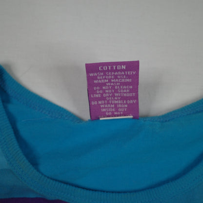 Vintage Hang Ten Retro Block Graphic Blue Purple Long Sleeve T Shirt Womens M