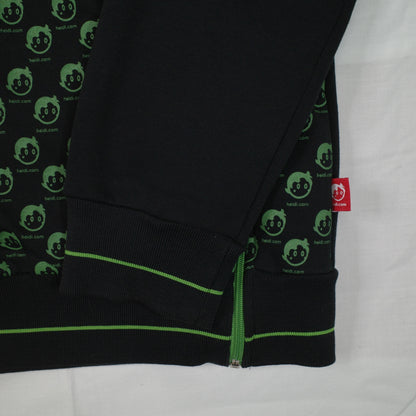 Heidi dot com 2 Zip Neon Black Hooded Zip Up Jacket Unisex XL