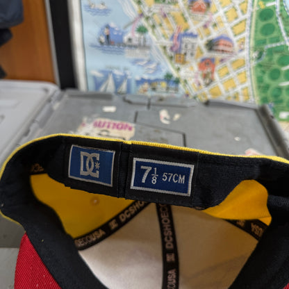 DC Shoes Fittted Cap 7 1/8 Yellow Red Embroidery Cap Hat