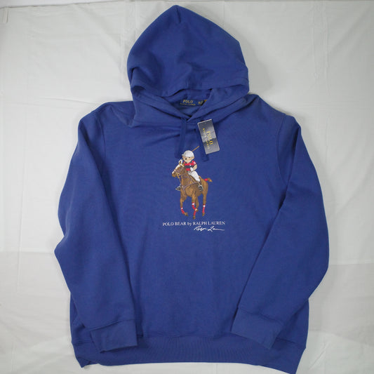 Polo Ralph Lauren Preppy Bear Polo Bear Pullover Hoodie Hooded Sweatshirt Blue Mens XXL