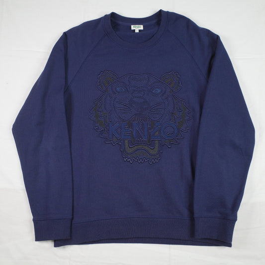 Kenzo Paris Sweater Tiger Sweatshirt Embroidered Lion Navy Crewneck Mens Large