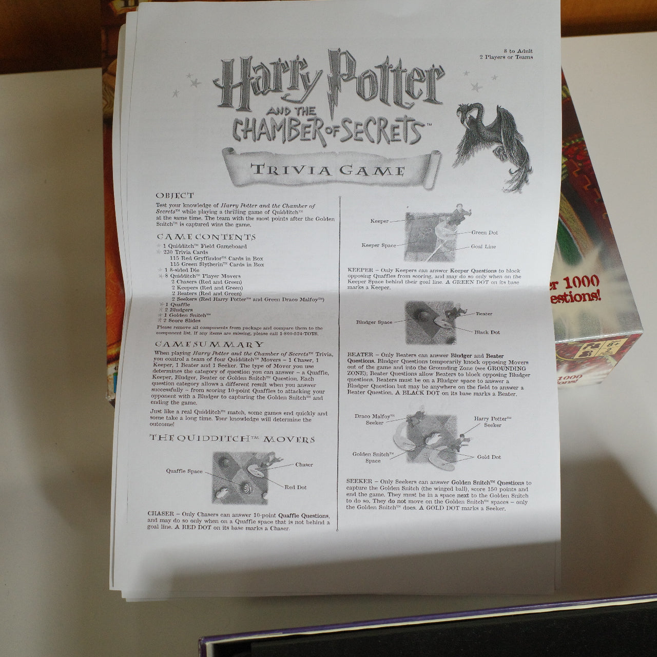 Harry Potter The Chamber Of Secrets Trivia Game With Figurines 2002