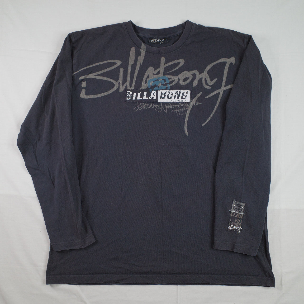 Vintage Billabong T Shirt Mens 2XL Gray Long Sleeve Y2k Skate Surf