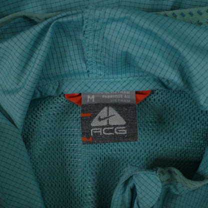 Nike ACG Grid Rip Stop Teal Kangaroo Half Zip Hooded Jacket Mens Medium