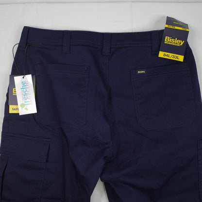 Bisley BPC6008T Mens Hi-Vis Taped Biomotion Stretch Cotton Cargo Pants 84L/33L