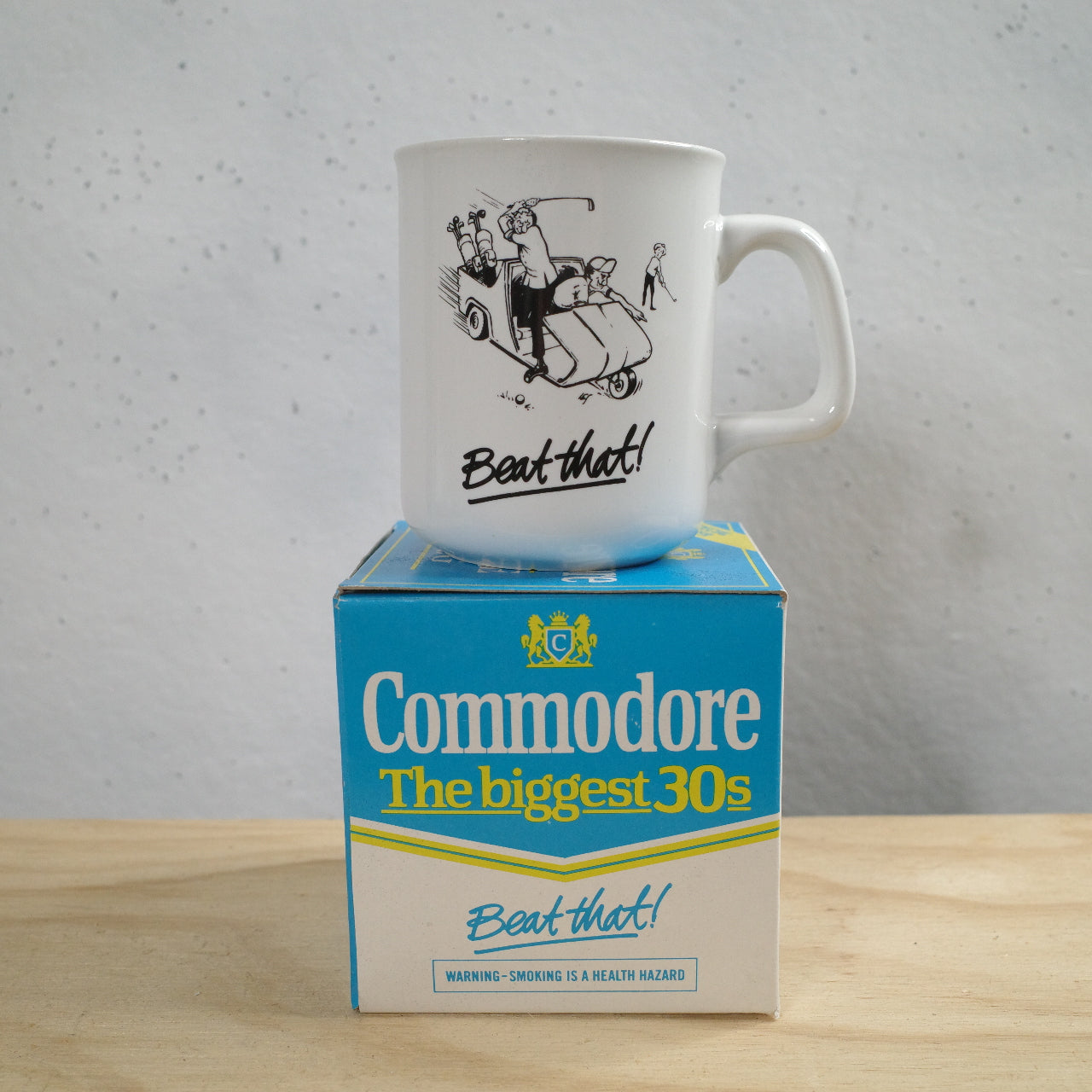Vintage 1980s Commodore Coffee Mug Beat That Golf Kart Coffee Mug NEW
