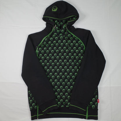 Heidi dot com 2 Zip Neon Black Hooded Zip Up Jacket Unisex XL