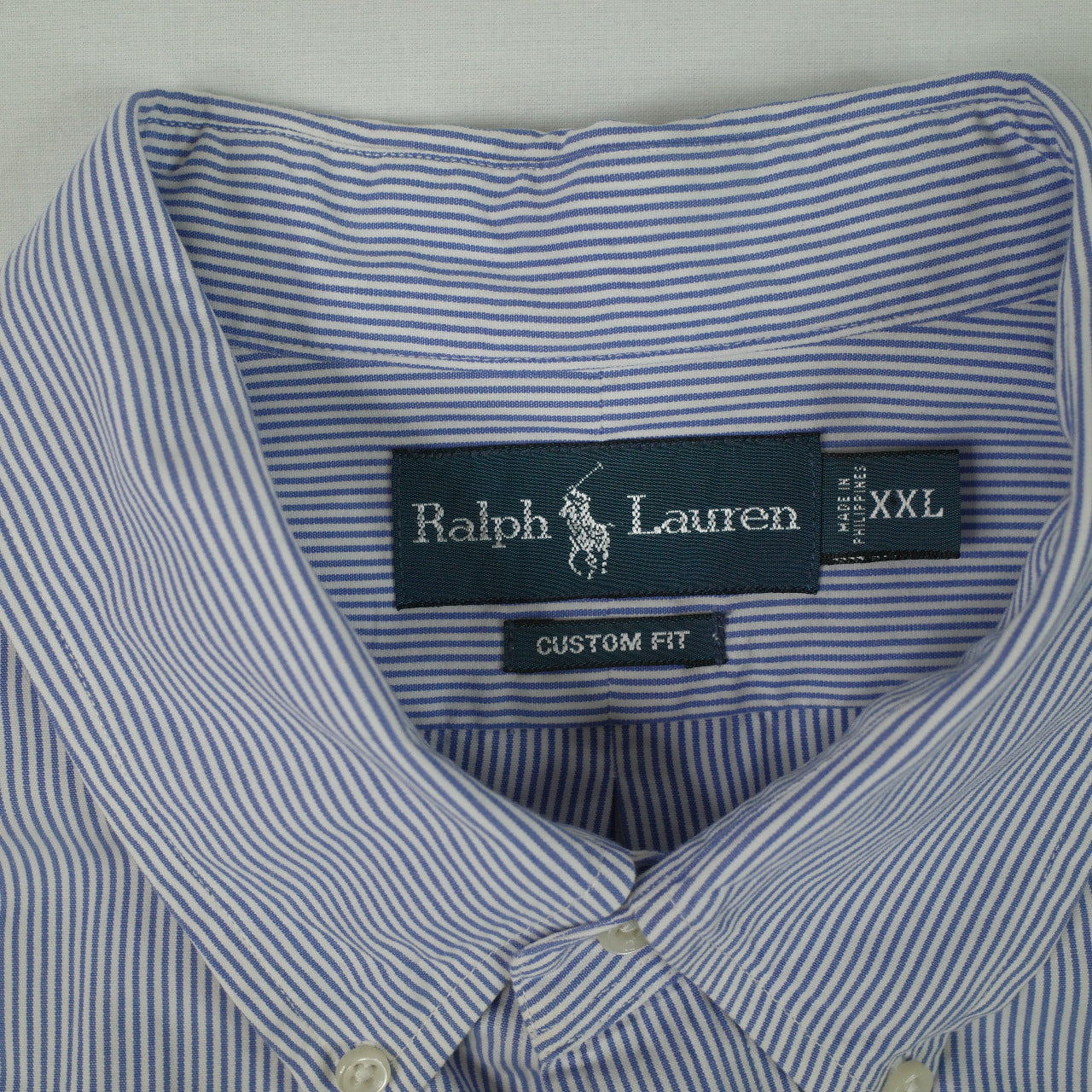Polo Ralph Lauren Classic Fit Dress Shirt White Blue Pinstripe Button Up Mens XXL
