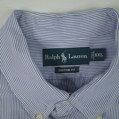 Polo Ralph Lauren Classic Fit Dress Shirt White Blue Pinstripe Button Up Mens XXL