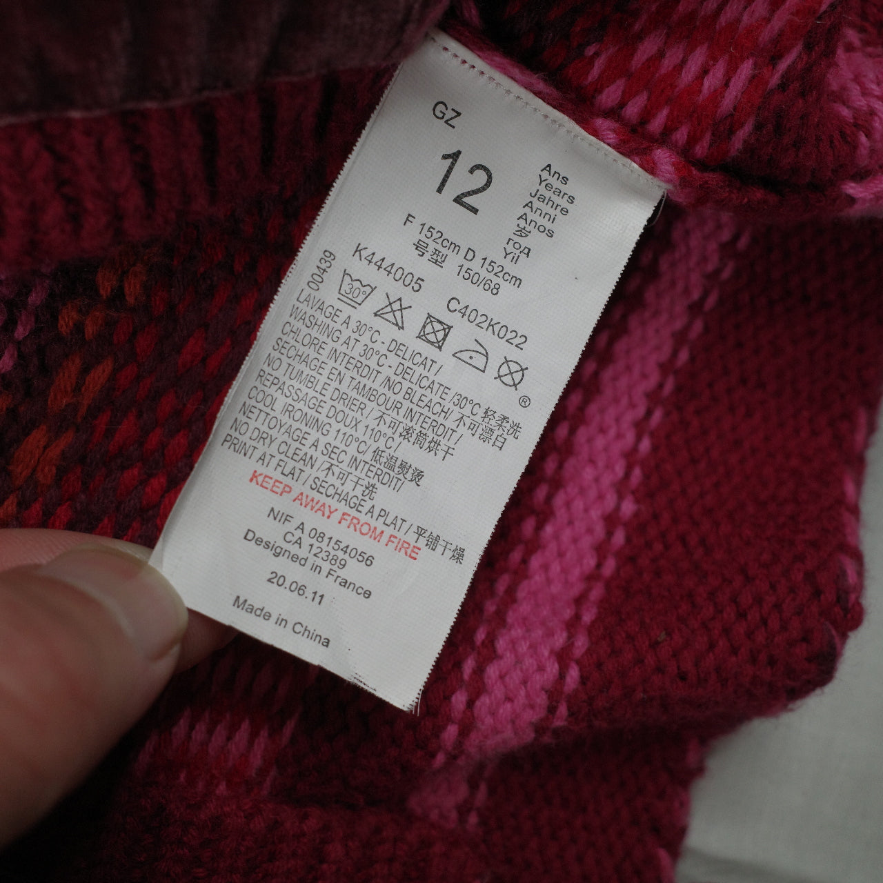 Kenzo Kids Cardigan Pink Knit Pink Red 12A/150