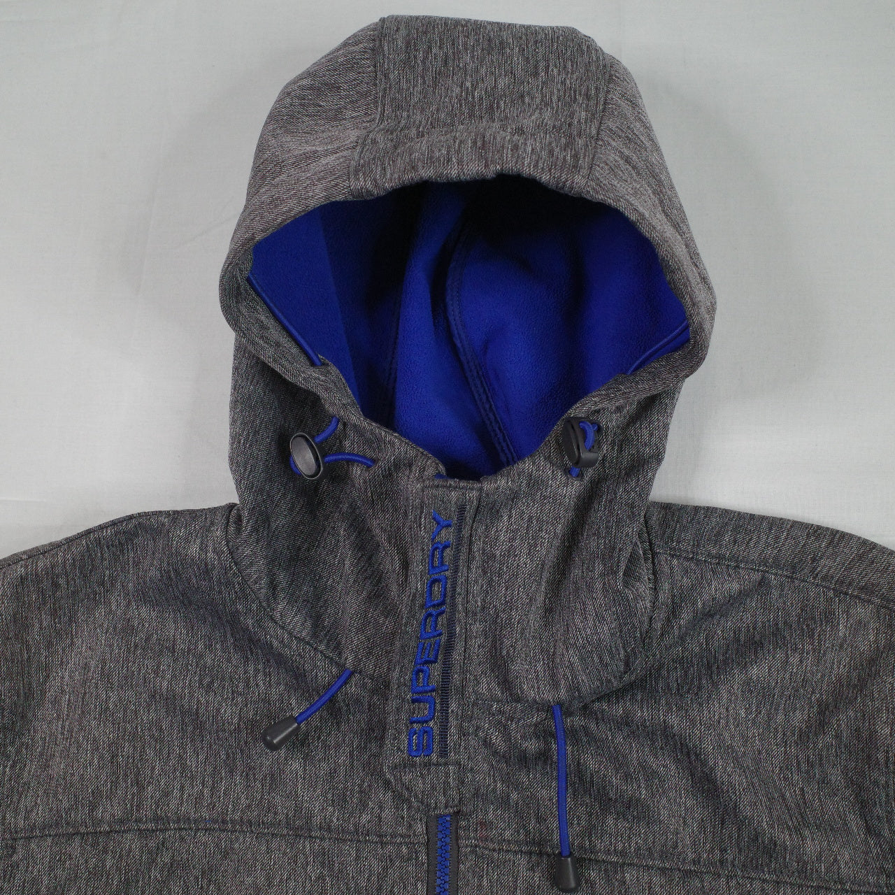 Superdry Jacket Windtrekker Grey Blue Fleece Lined Mens XL