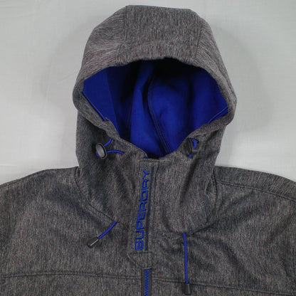Superdry Jacket Windtrekker Grey Blue Fleece Lined Mens XL