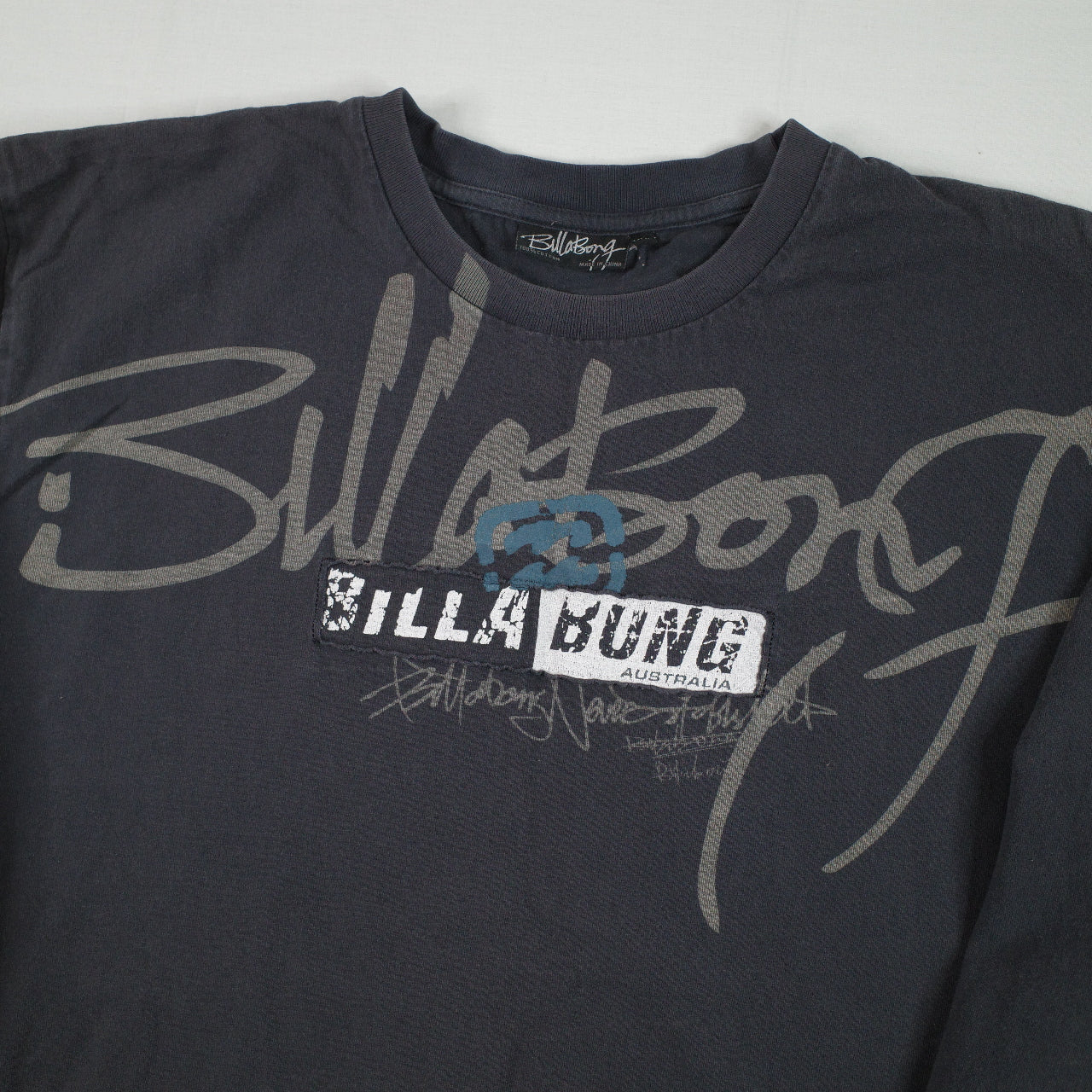 Vintage Billabong T Shirt Mens 2XL Gray Long Sleeve Y2k Skate Surf