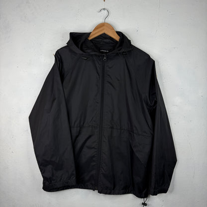 UNIQLO Nylon Hooded Jacket Packable 90s Black Solid Mens Medium
