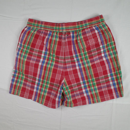 Polo Ralph Lauren Mens Swim Trunks XL Board Shorts Plaid Mesh Lined Vintage