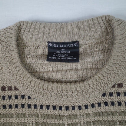 Moda Agostini 3D Knit Wool Cable Sweater Pullover Coogi Style Size 22