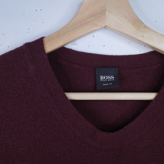 Hugo Boss Slim Fit  Wool Maroon Sweater Women's XXL