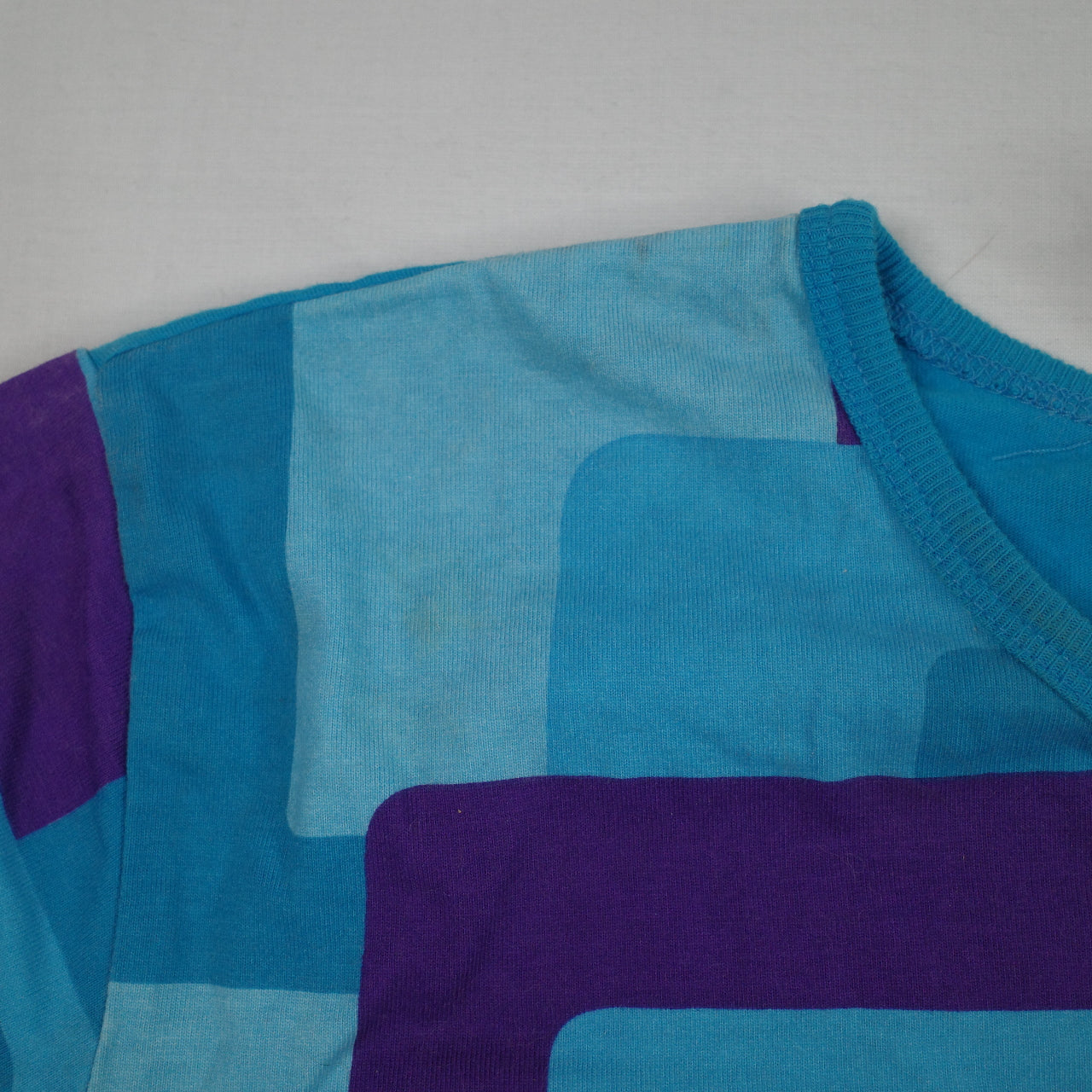 Vintage Hang Ten Retro Block Graphic Blue Purple Long Sleeve T Shirt Womens M