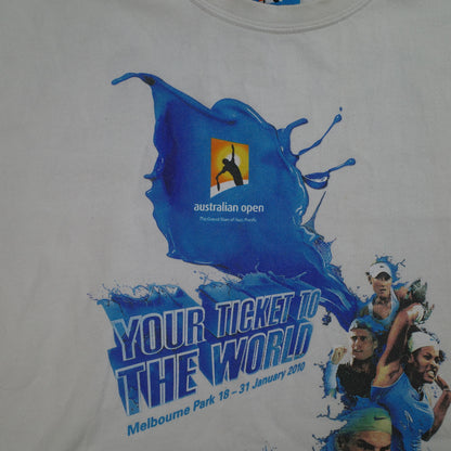 Australian Open 2010 21 Years Winner Back Print T-Shirt White Mens Small