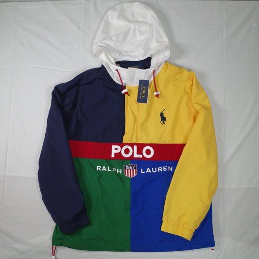 Polo Ralph Lauren 1967 Multi Color Windbreaker Quater Zip Mens Medium NWT