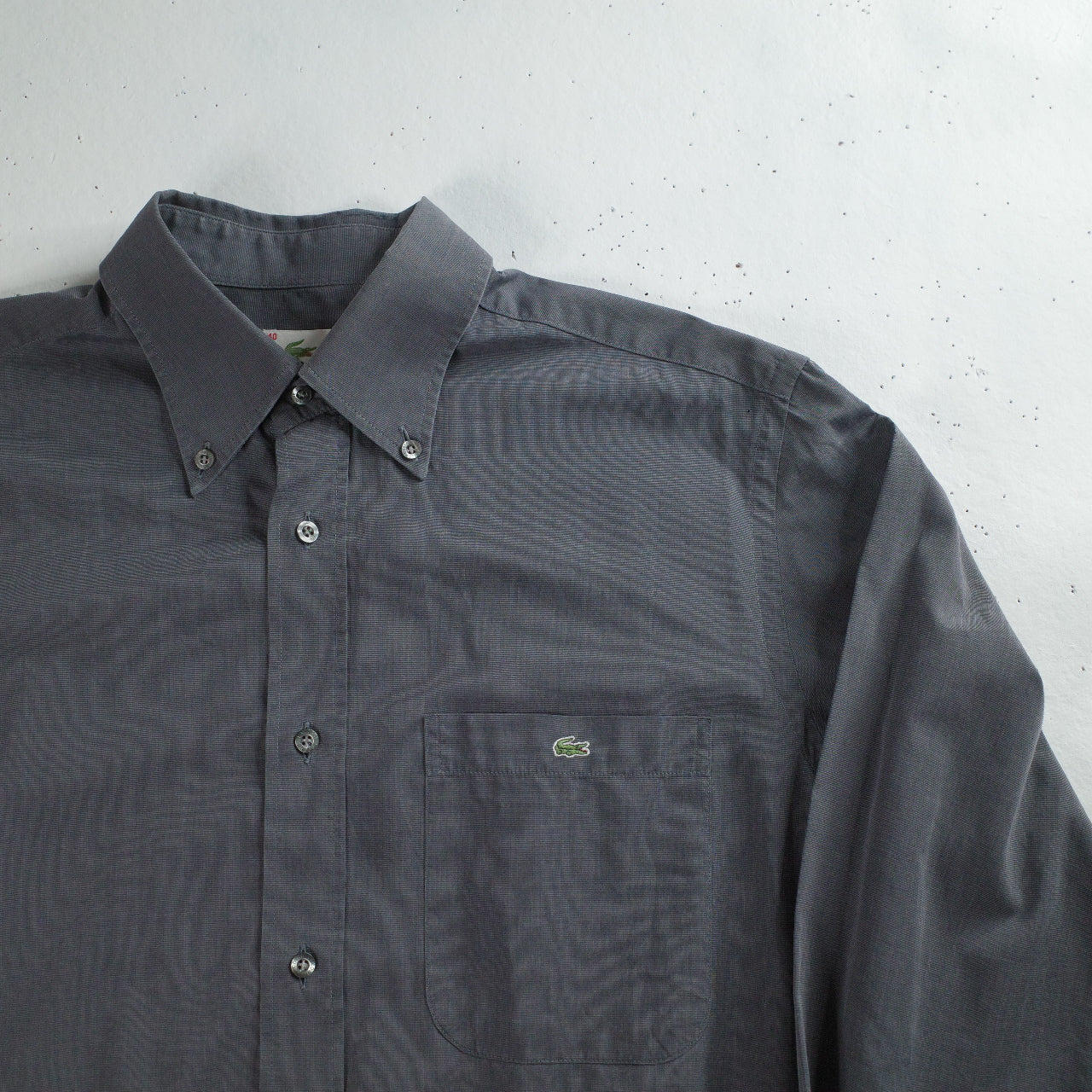 Vintage Lacoste Business Shirt Mens 40 Gray Button Down