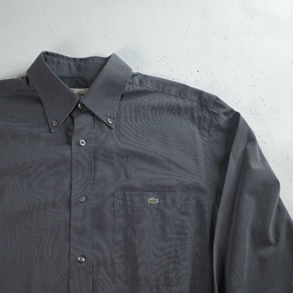 Vintage Lacoste Business Shirt Mens 40 Gray Button Down