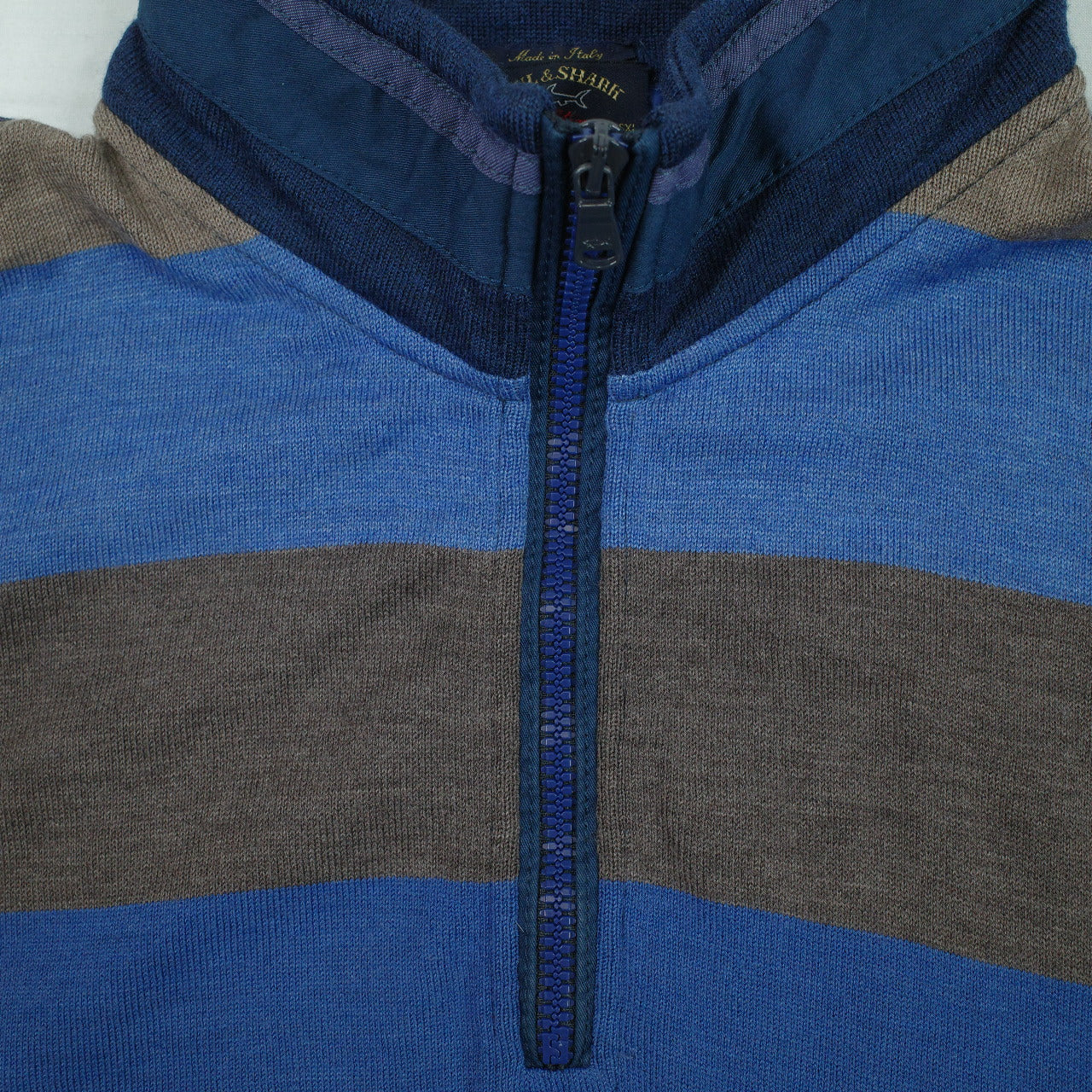 Paul & Shark Sweater Mens 6XL Blue Grey  Quarter Zip Competition Yachting Made in Italy