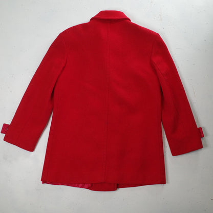 Pendleton Double Breasted 1970's Pea Long Wool Red Coat Women's 8 USA Made