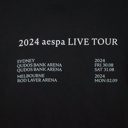 aespa SYNK Parallel Line Australia Tour Dateback Black Hoodie Large