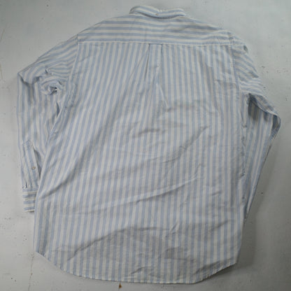 Gant Oxford Banker Blue White Stripe Cotton Button Up Mens 2XL