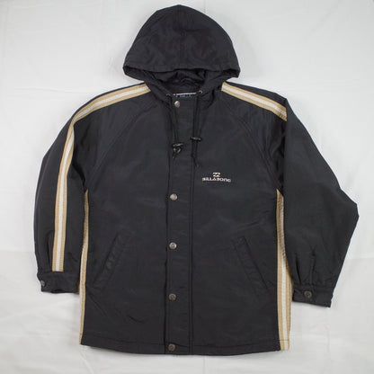 Vintage Billabong Black  Full Zip Hooded Piping Jacket Mens Extra Small 90's