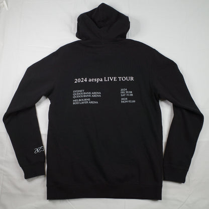 aespa SYNK Parallel Line Australia Tour Dateback Black Hoodie Large