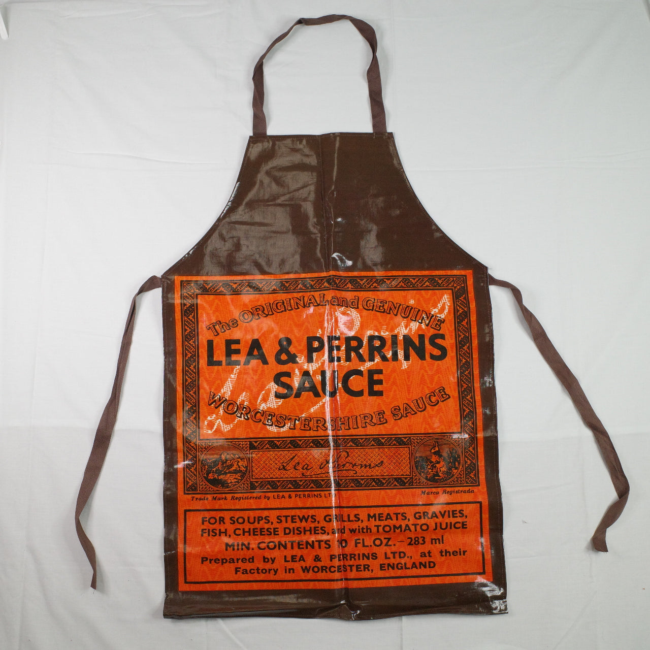 Lea & Perrins Worcester Sauce Vintage Apron by Sari Fabrics PVC Vinyl 1970s