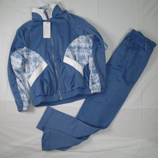 Vintage Sergio Tacchini Sample Promo Light Blue Track Set Jacket Pants Italy Made Womens Small NWT rare