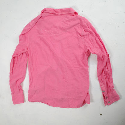 True Religion Womens Western Pink Rhinestone Button Up Long Sleeve Shirt Large