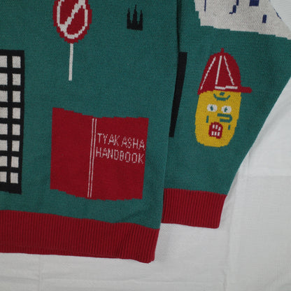 Tyakasha 24 Hour Mart Front Back Knit Sweater Mens Medium