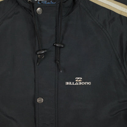 Vintage Billabong Black  Full Zip Hooded Piping Jacket Mens Extra Small 90's