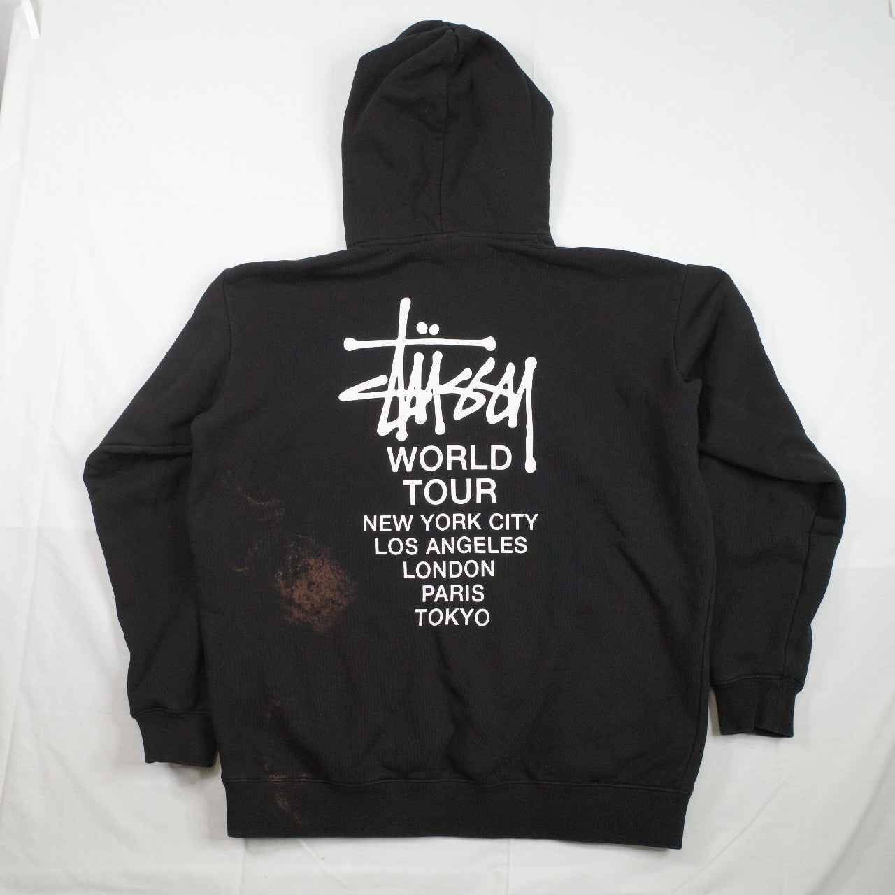 Stussy Australia Black World Tour Black Hoodie Sweater Pullover Mens Small