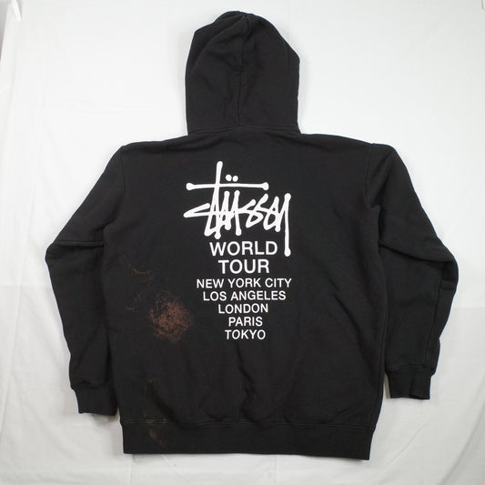 Stussy Australia Black World Tour Black Hoodie Sweater Pullover Mens Small