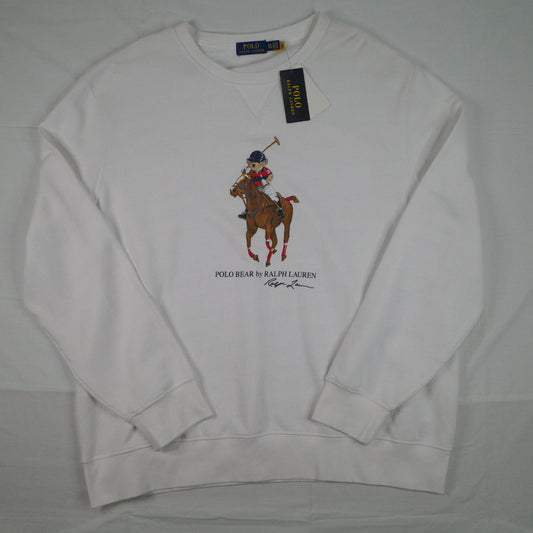 Polo Ralph Lauren Preppy Bear Polo Bear Pullover Sweatshirt White Mens XXL NWT