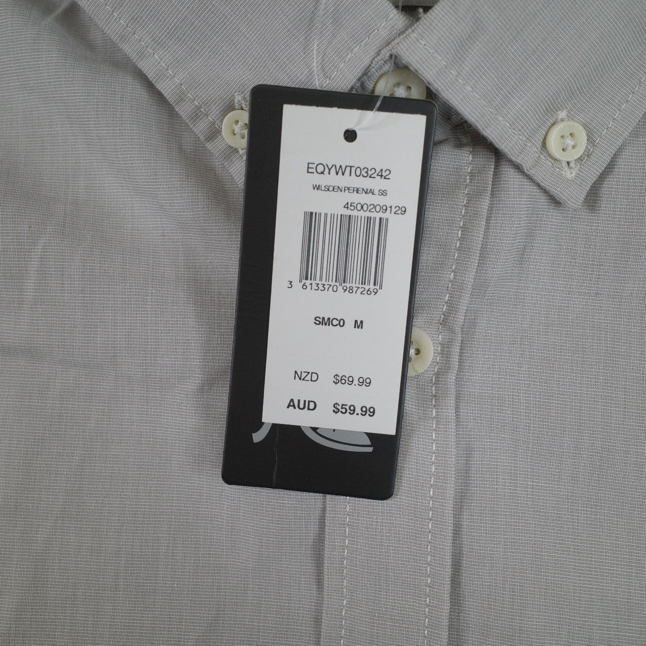 Quicksilver Wilsden Short Sleeve Button Up Shirt Grey Size Medium RRP $59 2015