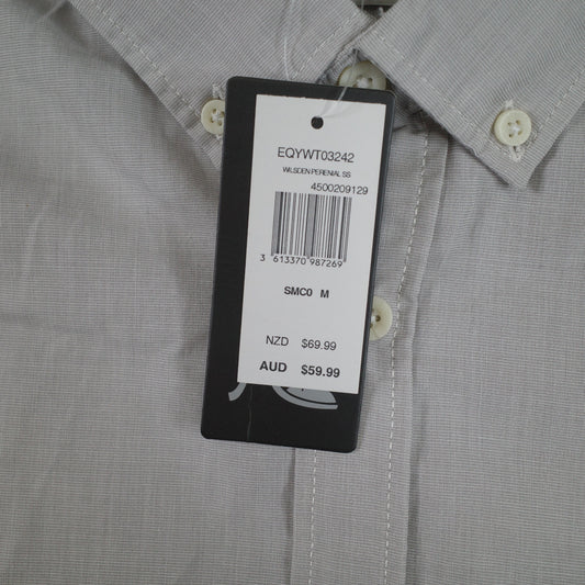 Quicksilver Wilsden Short Sleeve Button Up Shirt Grey Size Medium RRP $59 2015