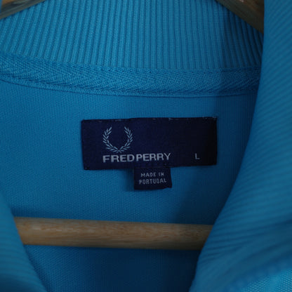 Fred Perry Track Jacket Baby Blue Twin Taped Full Zip Vinyl Details Made In Portugal Men's Large