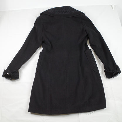 Anna Sui Black Wool Button Knee Length Coat 6
