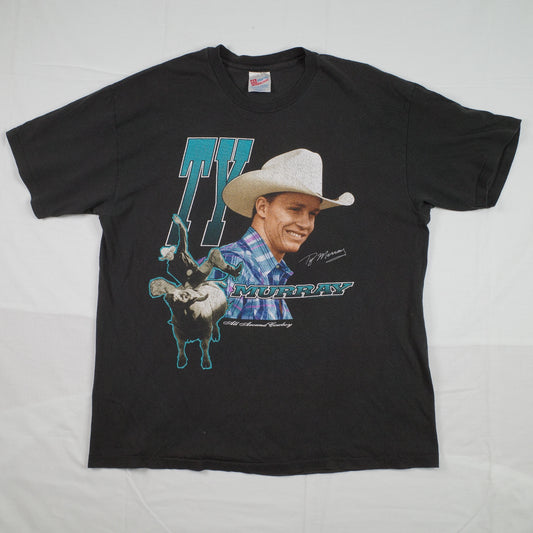 Ty Murray Vintage Black Hanes T-Shirt Single Stitch Mens XL